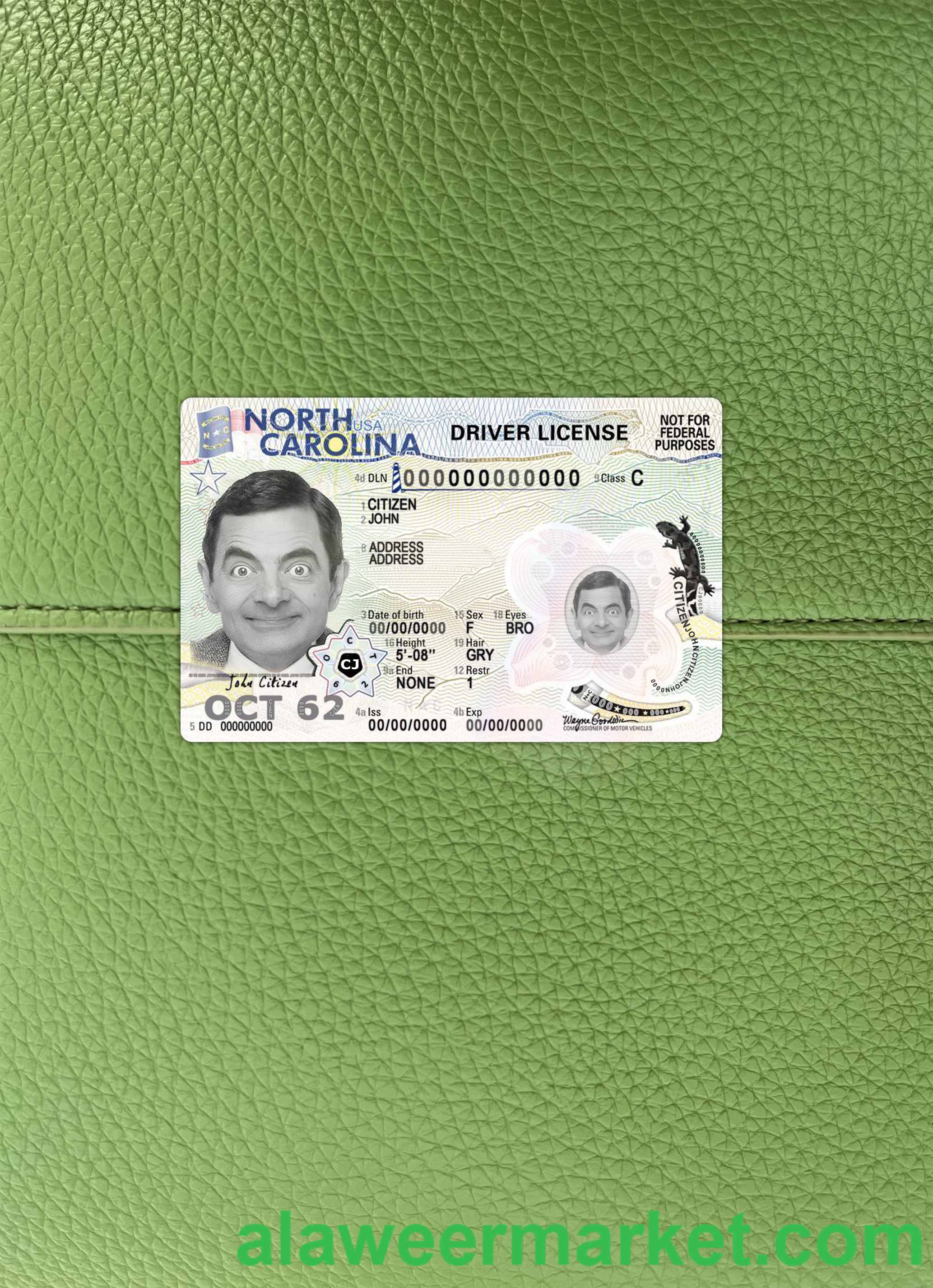 USA North Carolina driving license 2024-present photolook FRONT